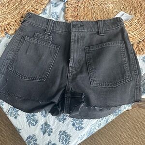 We The Free Black Jean Shorts Distressed Hem